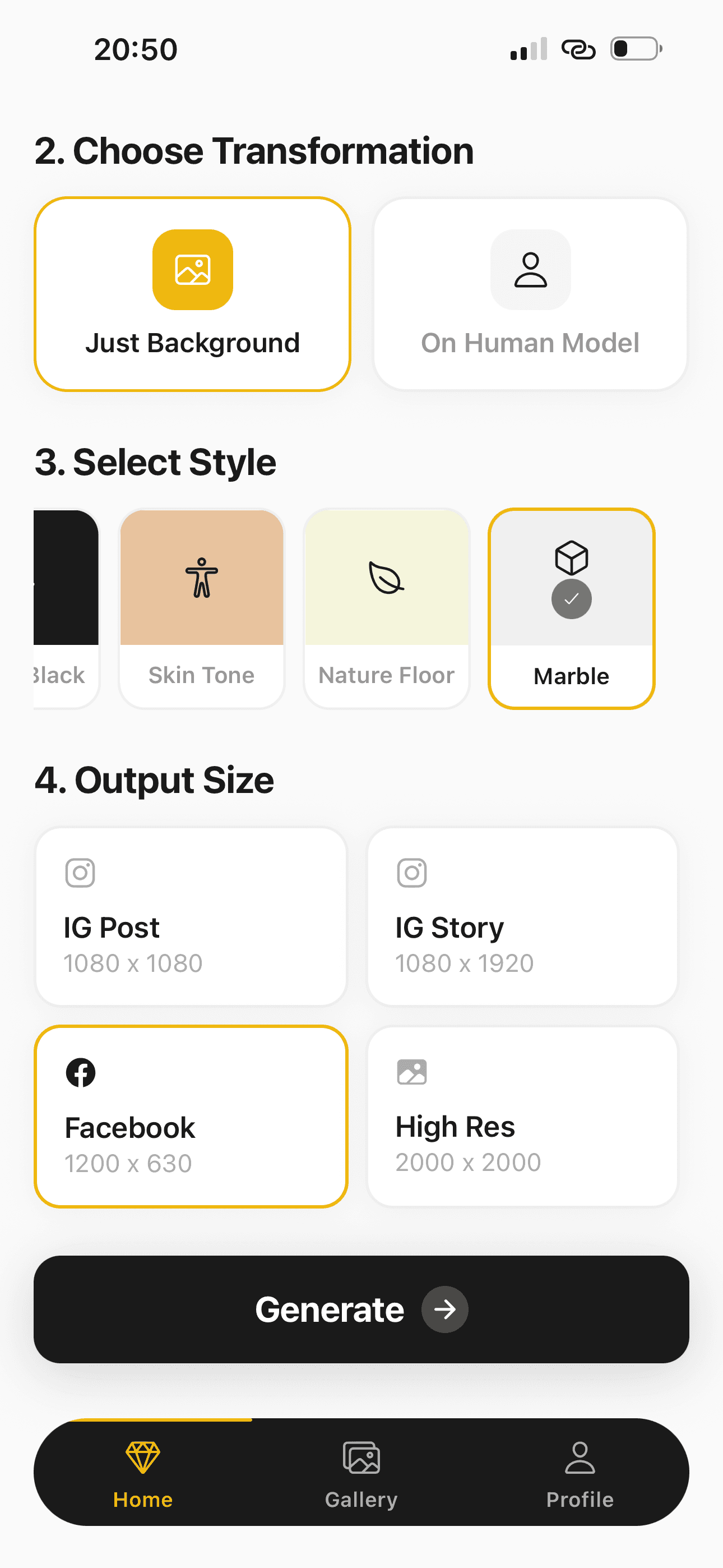 App customization step